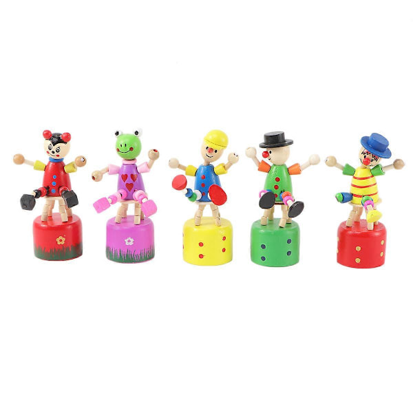 5 st Clown-dockor i trä, bilinstrumentbräda dekorationer, fingerdockor, barnleksak, träclownfigur