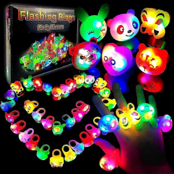 24-pak LED Glow Ringe - Bumpy Lysende Festartikler til Børnefødselsdage og Belønninger i Klasseværelset i [D]