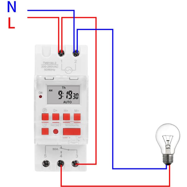 Elektrisk varmvattenberedare timer, 30A digital timer, LCD-skärm, 1-sekunds timer, 200-250VAC, 24VDC digital timerrelä 0.05