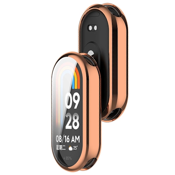 För Xiaomi Smart Band 8/Mi Band 9/9 NFC Elektroplätering Fullt Skydd Skal TPU Klockram Fodral[D] Rose Gold