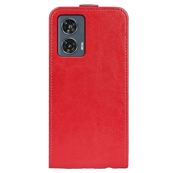 R64 Vertikalt Vändbart Läderfodral för Motorola Edge 50 Fusion Red