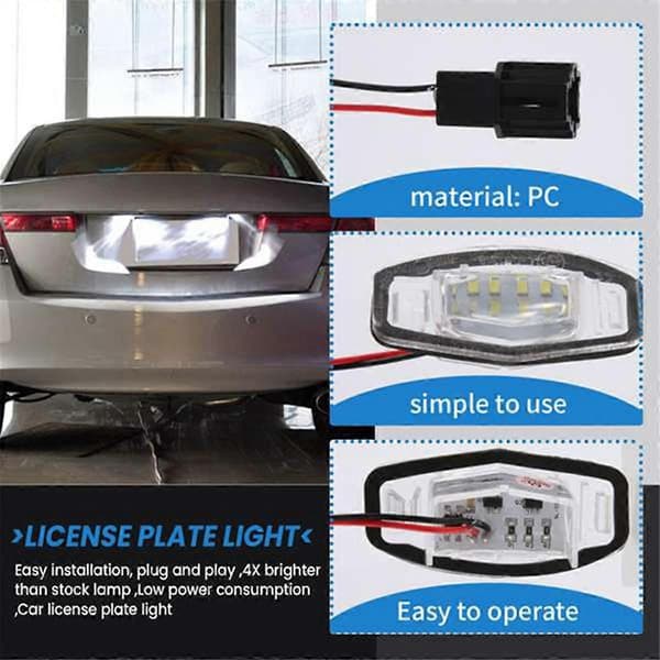 4 stk. bil LED nummerpladelys nummerpladelygte til Accord Black[D] Transparent  Black