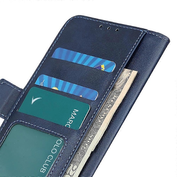 Etui til Motorola Edge 50 Neo 5G med Stativ, Ku-skinnstruktur PU-lær Telefondeksel - Svart Multicolor Blue