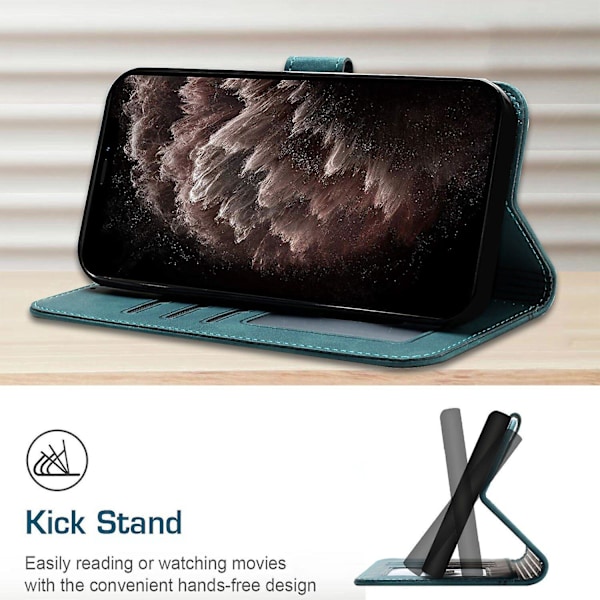 Læder Magnetisk Lukning Etui med Flip Wallet Støttefunktion Cover til [D] Green Samsung Galaxy A6 2018