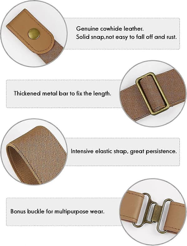 Elastiskt bälte med spänne för damer, elastiskt bälte för herrjeans, elastiskt bälte med $ spänne för damer, osynligt elastiskt bälte med spänne för herrar [D]