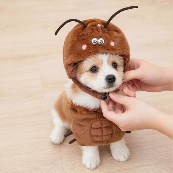 Kakerlak-tema ærmeløs kæledyrs-tanktop-kostume til små og mellemstore hunde og katte (D) M