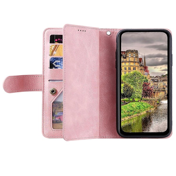 Til Xiaomi 14T Telefonetui Lynlås Lomme 9 Kort Slots PU Læder Flip Cover Multicolor Style C