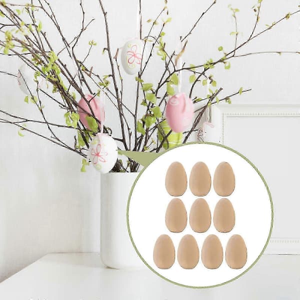 2025 10 stk. Påske Barn DIY Håndverk Tre Egg Flat Bunn Uferdig Tre Egg[D]