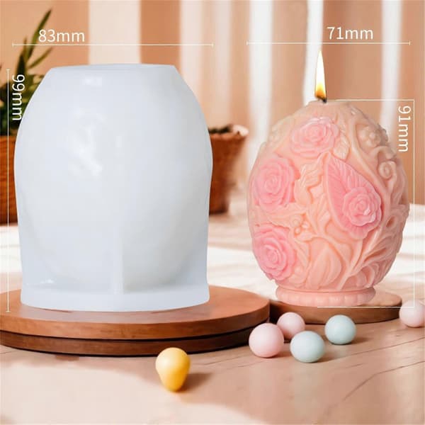 Silikoneforme Rose Blomst Lysforme Epoxy Resin Forme Støbeforme Påske Relief Æg Gipsforme Flerfarvet[D] C