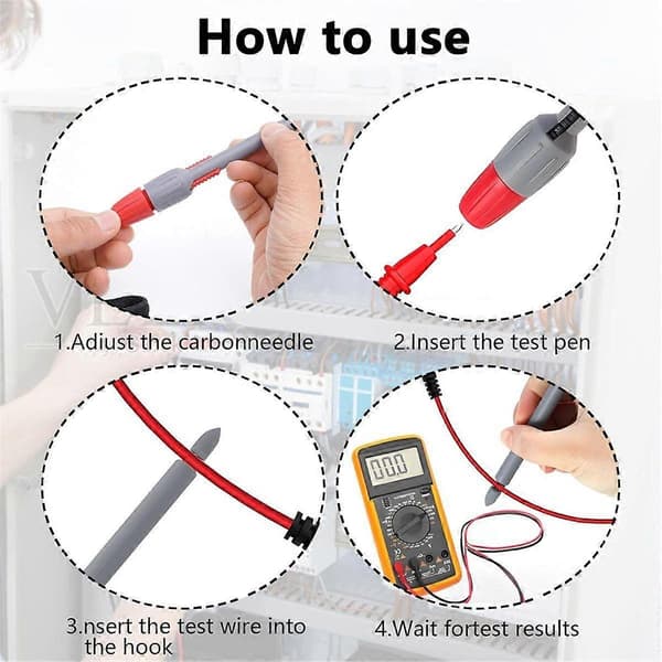 4 stk. ledningspiercingsonde, isolasjonspiercing-klemsett for multimeter spenningstesting detektering Automob[D]
