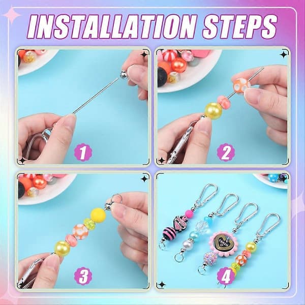 24 stk. Perlebare nøkkelringstenger Sølv Perle Nøkkelring Bulk DIY Blank Nøkkelringstang for Perle Snap Hook[D] Silver