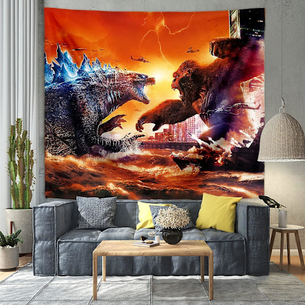 Godzilla Vægtæppe Vægtappestry Væghængende Godzilla Vs Kong Af Monstrene Tema Baggrund Festtilbehør Vægtappestry Til Drengegaver Hjem Soveværelse Stue