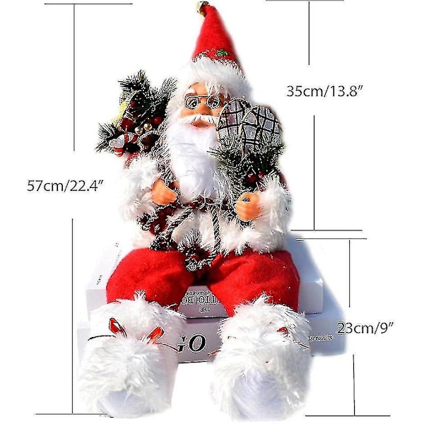 Sittande Jultomte Julpynt 57cm Inomhus Och Utomhus Användning Röd (dp)