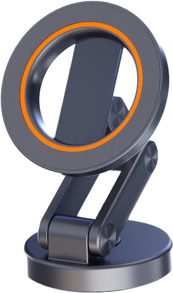 Magnetisk telefonholder, bil dashbordfeste, sammenleggbar holder med ring, 360° rotasjon (D)