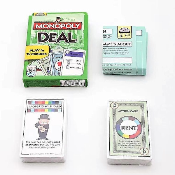 Monopoly Deal Snabbkortsspel för familjer, barn från 8 år och 2-5 spelare Blue