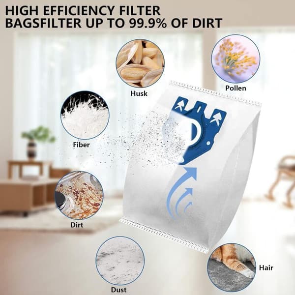 10 dammsugarpåsar kompatibla med Miele HyClean 3D Efficiency GN, Complete C2 C3, etc. Blanc 0.05