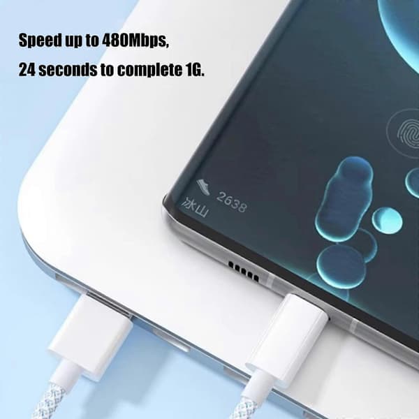 Højhastigheds USB-C til USB-C kabel til datasynkronisering, 60W hurtigopladning, grøn