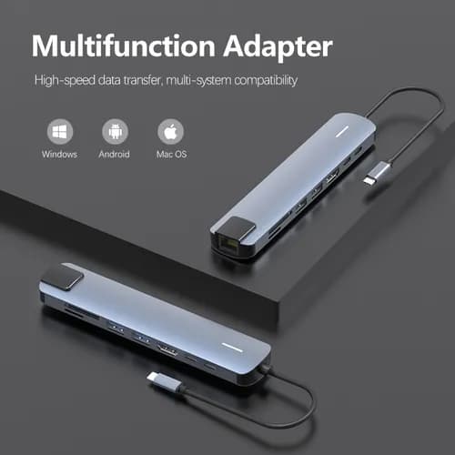 USB-C Hub med HDMI og Ethernet-port til PC