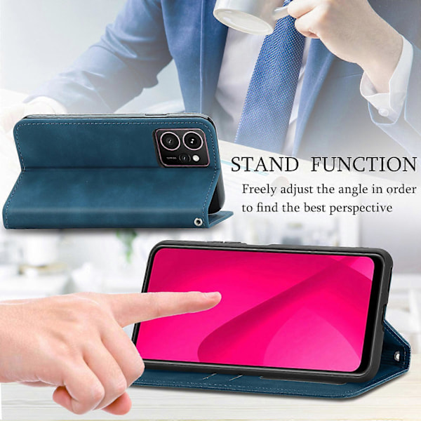 For HMD Skyline Case Skin Touch Feeling Leather Card Holder Telefondeksel Magnetisk Absorpsjon Dark Blue