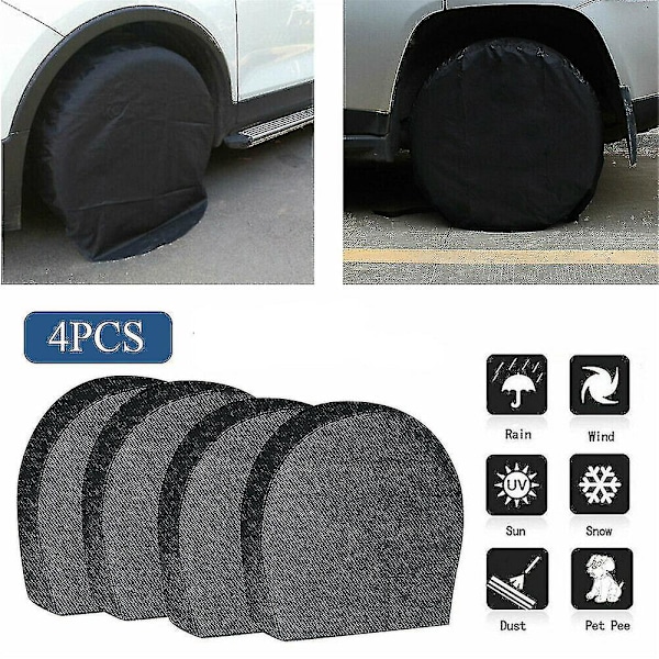 4-pack Vattentäta Däcköverdrag Reservdäck Hjul Husbil Trailer Husvagn Antikorrosions Däckskydd Black L