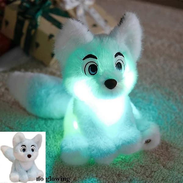 Glow Fox Lysende Tøjdyr LED Natlys Ræv Blødt Plyslegetøj (D) Blue Fox