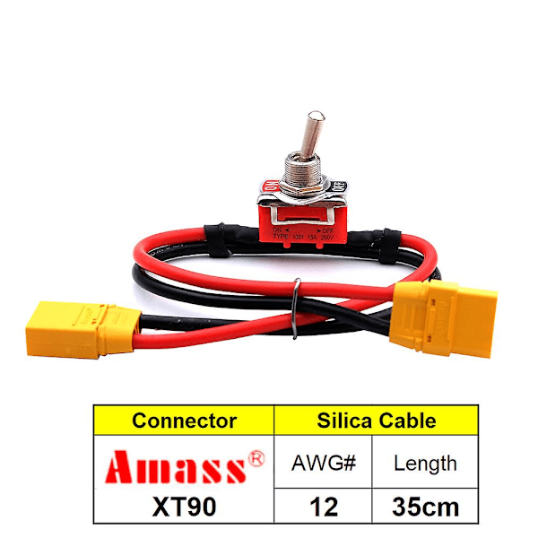 Suurikokoinen suurvirtakytkin XT60 XT90 T-liitin Virta PÄÄLLE-POIS päältä kytkin 12/14AWG sähköpyörälle RC-lentokone ESC-moottorin liitäntäadapteri[D] xT90 Plug
