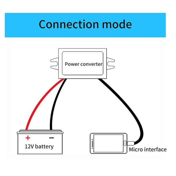 DC-DC 12V til 5V 3A Micro USB-konverter Spenningsnedtrappingsregulator for bil Smartphone[D]