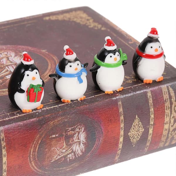 Pingvin Julepynt Mini Statue For Hjem Hage Skrivebordsdekorasjon 4 stk [D]