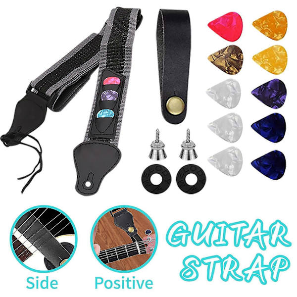 Gitarrband Akustisk Gitarr Basgitarrband Justerbart Gitarrband[D]