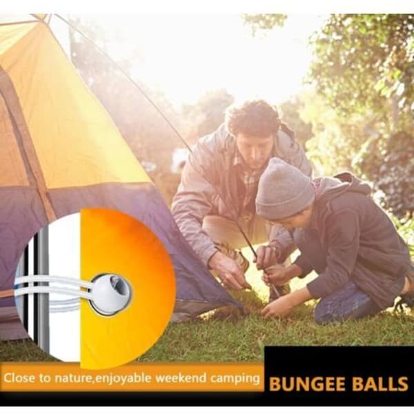 Pakke med 30 elastiske kuglebungee-snore, elastiske bungee-snore med kugle, elastisk snor til presenninger, telte, plakater, camping, gummibånd (D)