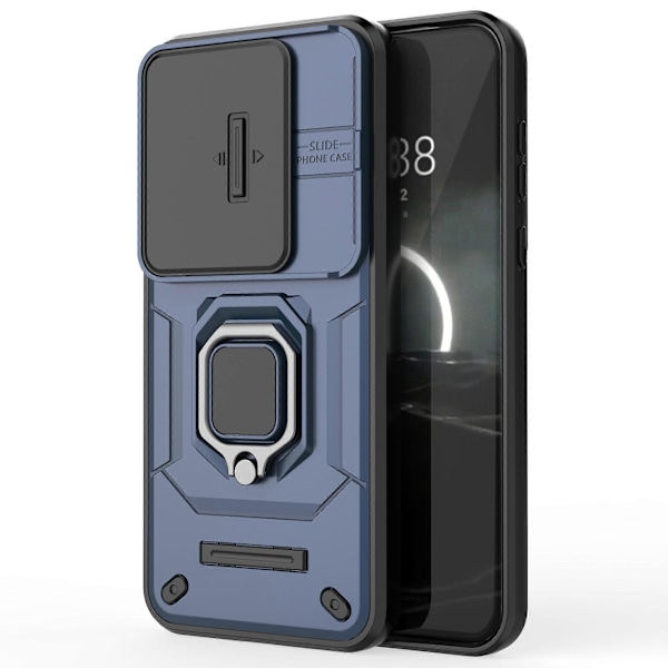Skal med Stöd och Skjutbart Linsskydd PC+TPU för Huawei Pura 70 Pro / Pura 70 Pro+[D] Blue