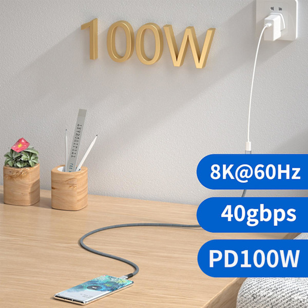 Förlängningskabel 40Gbps Full Funktion PD100W Snabbladdning 8K 60Hz USB4.0 Typ-C Hane till Hona Ljud- och Videodatakabel Datortillbehör D