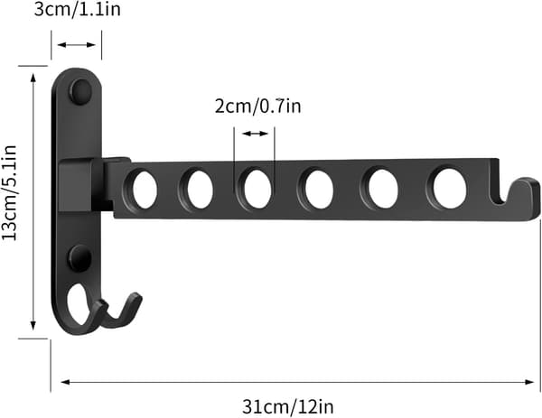 Vægmonteret tøjstativ, foldbart 90cm[D]