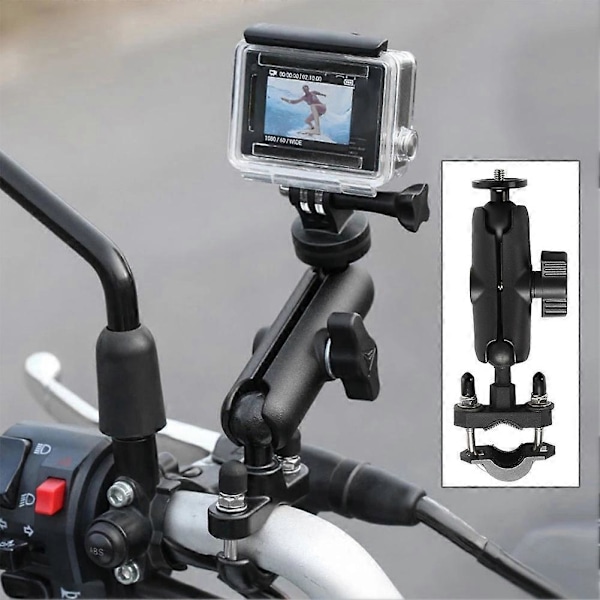 Moottoripyörän urheilukameran kiinnike GoPro 11/10/Insta360 One R -kameroille, säädettävä tukiteline [D]