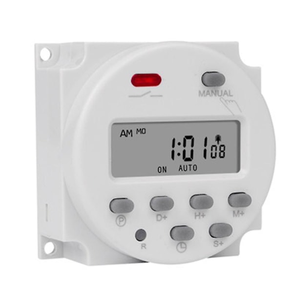 SINOTIMER 1 Sekund Interval 12V Digital LCD Timer Switch 7 Dage Ugentlig Programmerbar Tid Relæ Prog [kk] White