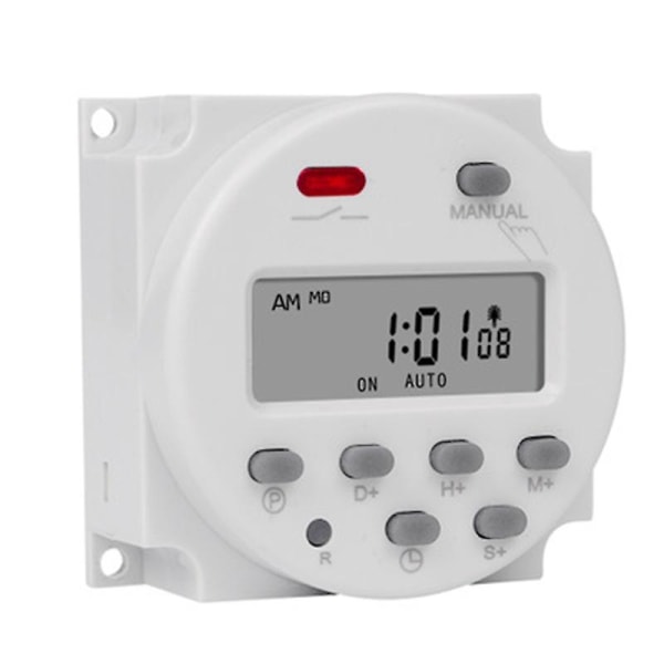 SINOTIMER 1 sekunds intervall 12V digital LCD-timerbrytare 7 dagar veckoprogrammerbar tidsrelä Prog [kk] White