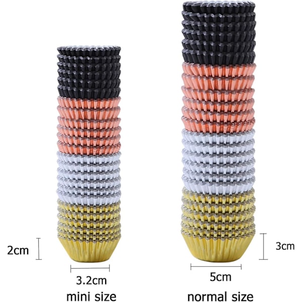 600 stk 1,25 tommer Mini Folie Metalliske Muffinsformer Papirbeger Bakekopper