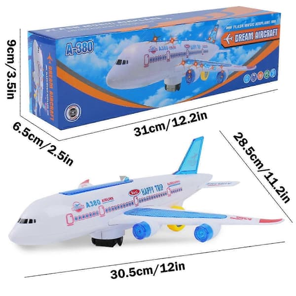Universal Passagerfly med Musik og Lysende Legetøj Airbus Model Børnelegetøj Flymodel Samlelegetøj [D] A