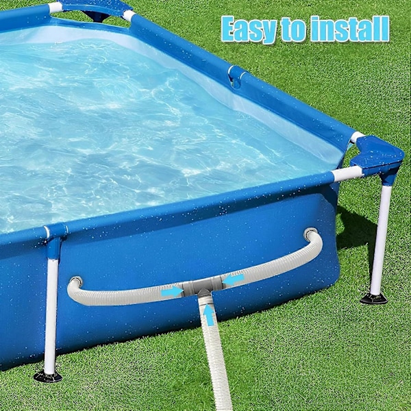 T-stycksförlängning för slangkoppling, 38 mm till 32 mm, poolslangadapter för Intex Bestway Coleman, 3-vägs ventilslangkoppling med rostfritt [D] 3-way Valve 1 piece