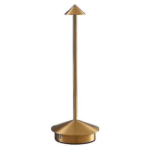 Zafferano Pina Pro - Dimbar LED-bordslampa i aluminium, IP54-skydd, för inomhus-/utomhusbruk, laddningsbas med stickkontakt, H29cm, EU-kontakt - Corten-WELLNGS grå Gold