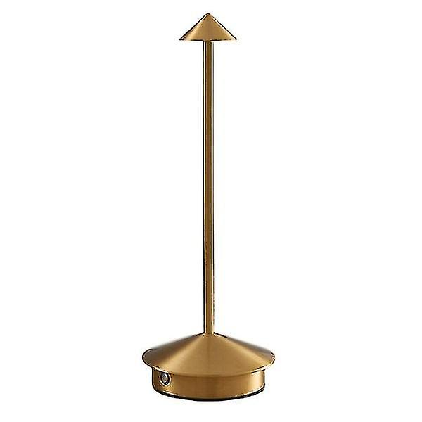 Zafferano Pina Pro - Dimbar LED-bordslampa i aluminium, IP54-skydd, för inomhus-/utomhusbruk, laddningsbas med stickkontakt, H29cm, EU-kontakt - Corten-WELLNGS grå Gold