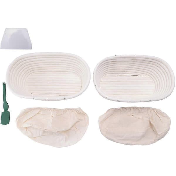 Banneton Jäskorg Set - Hantverksmässig Surdegsbröds Bagerikorg, Degskrapa/Skärare & Brotform Dukfoder [D]