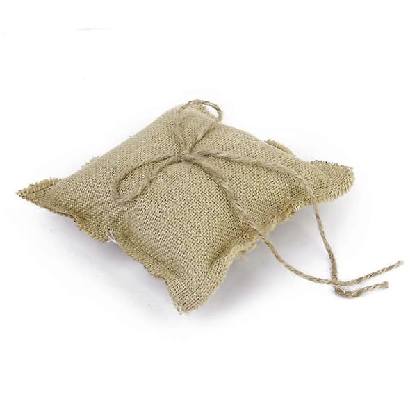 Bröllopsceremoni Jute Ficka Ringbärare Kudde [D]