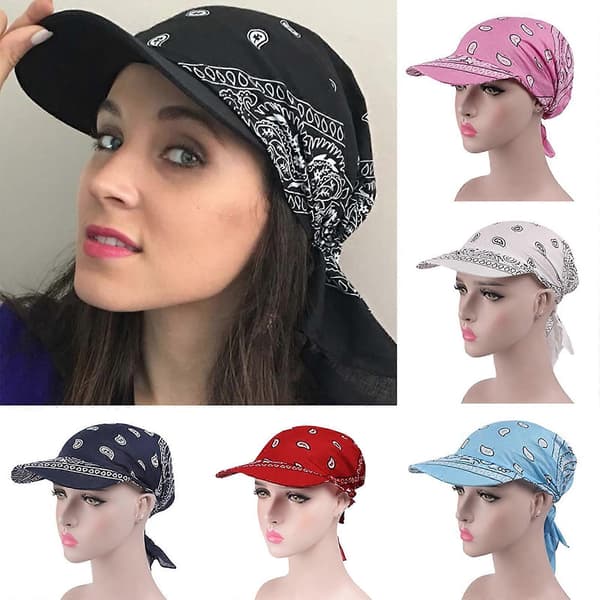 Dame blomstertrykk Bandana-lue Pustende Lett Retro Uformell Hodeplagg (D) Red
