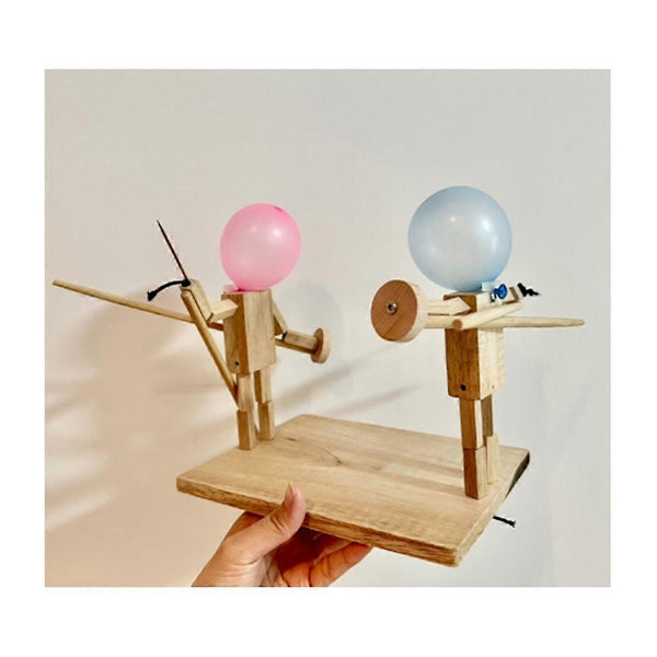 Ballong Bambu Man Strid Handgjorda Woodbots Träfäktning Trärobotar Stridsspel