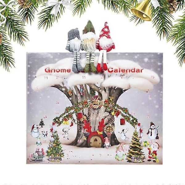 Julegnom Adventskalender, 24 Dages Juleadventskalender Gnom Plyslegetøj, 100% Ny