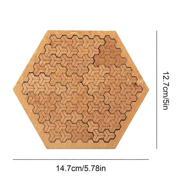 Hexagonala Träpussel för Barn Utmanande Pussel Trä Brain Teasers Barnpussel[D]