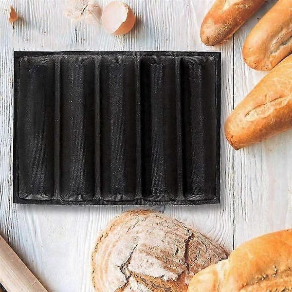 2 stk. silikonperforerte bakeformer, sandwichform, fransk brødform, matmatte, 5 brød, non-stick bakeformer [D]