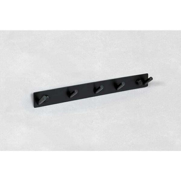 Håndklædeholder i rustfrit stål i sort - Badeværelseskrogsholder (Rustfrit stål (sort), 5 kroge) Noir 0.05