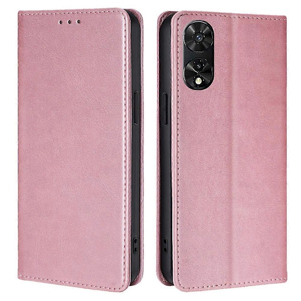 Til TCL 505 Case Kort Holder Kalveskind Tekstur Bump Proof Telefon Stativ Cover Rose Gold